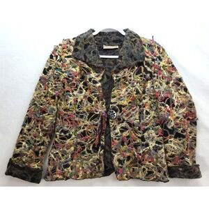 Vtg CANVASBACKS Blazer Wool Boho Avant Garde‎ Abstract Mohair Wearable Art sz 8